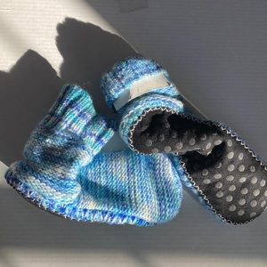 New Tibetan Socks Wool Hand Knit Fleece Lined Mid Bootie Slipper Non Slip